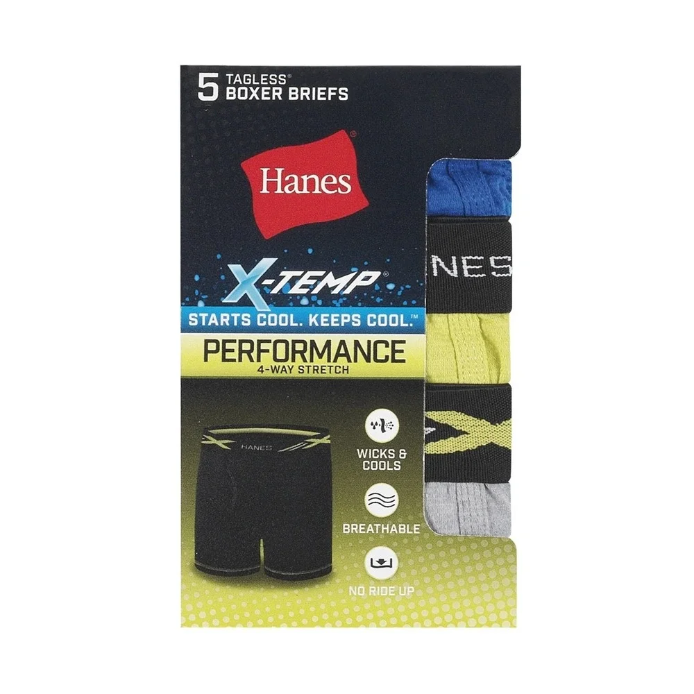 Hanes Boys' Underwear, X-Temp Stretch Mesh Boxer Briefs 5 Pack, Size Small